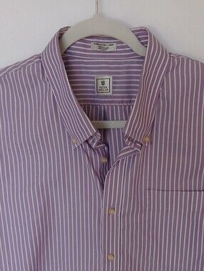 Peter Millar Button Down Shirt Men's XXL 100% Cotton Lavender Stripe